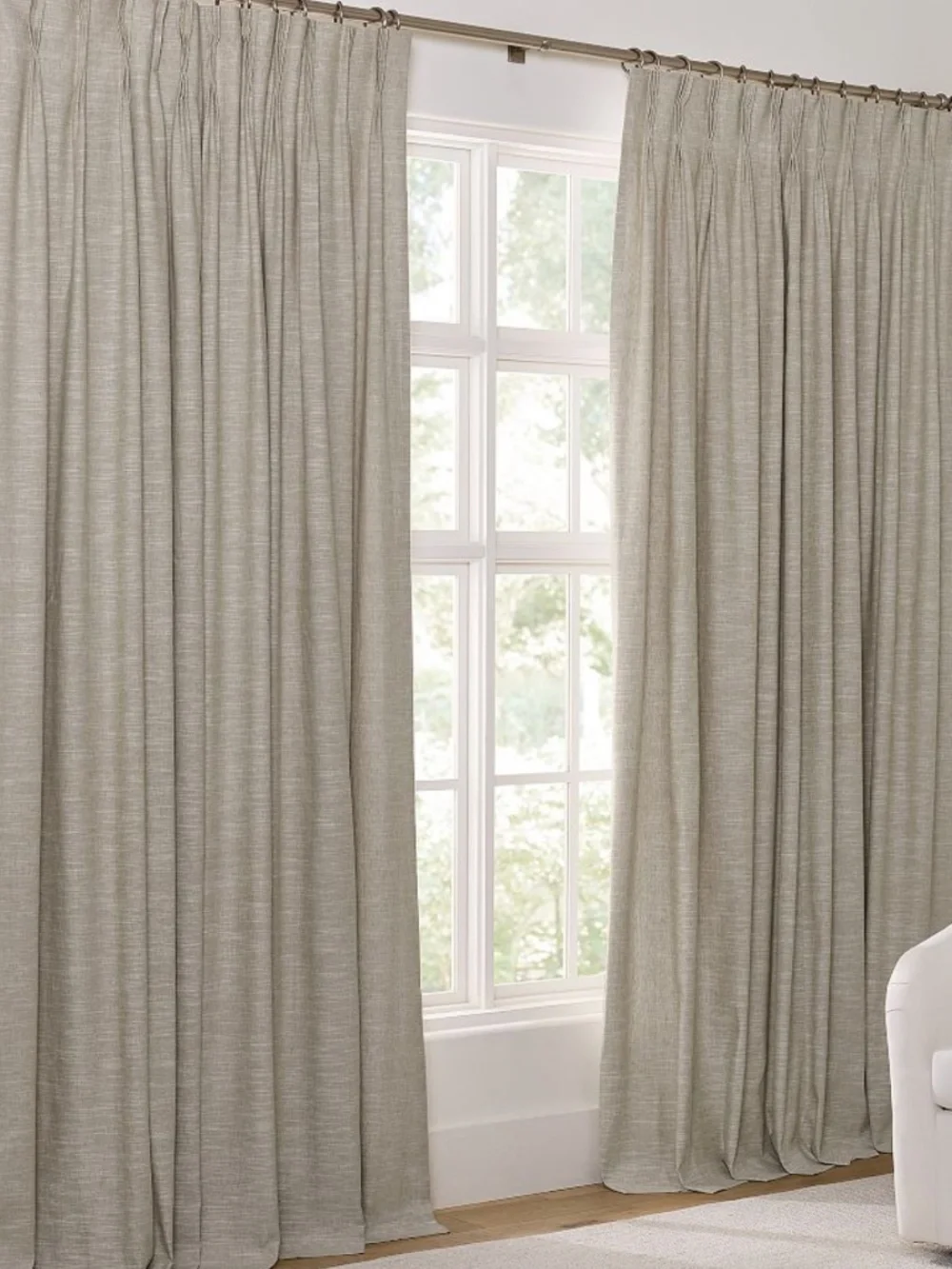 NWT Pottery Barn Emery Linen Triple Pinch Pleat Blackout Curtain 50x84 Flagstone